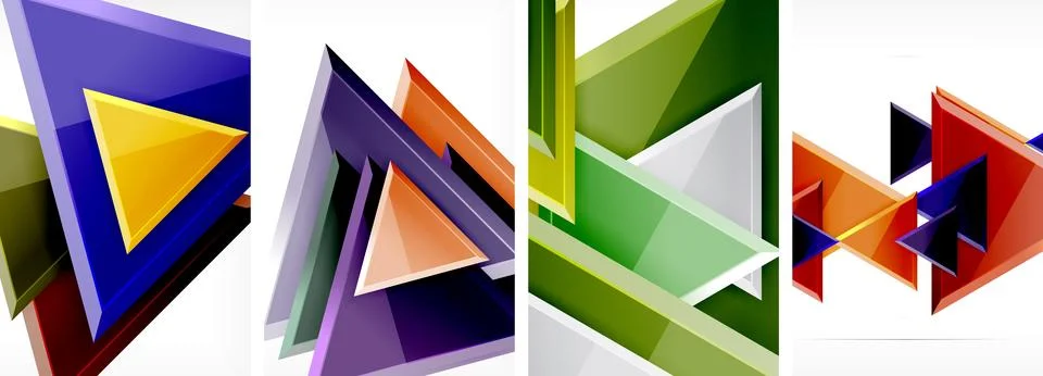 Triangle composition poster background set for wallpaper, business card, cover Stock Illustration