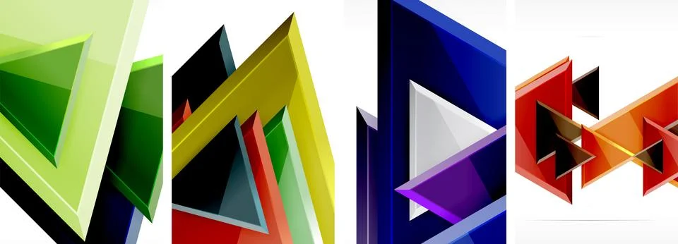 Triangle composition poster background set for wallpaper, business card, cover Stock Illustration