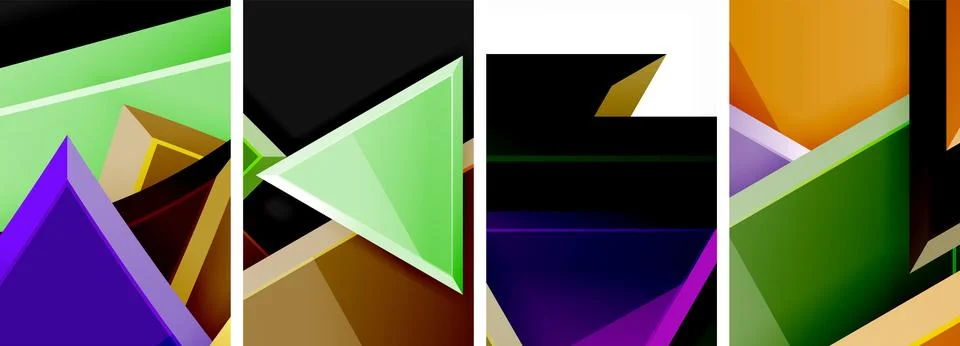 Triangle composition poster background set for wallpaper, business card, cover Stock Illustration