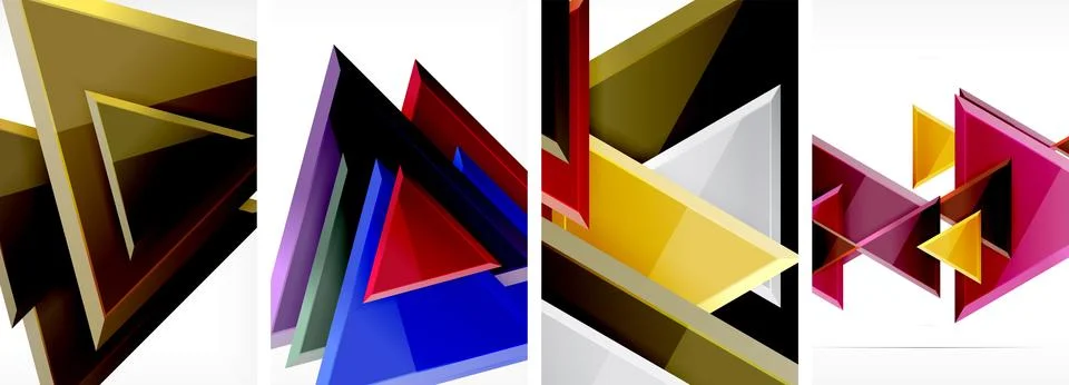 Triangle composition poster background set for wallpaper, business card, cover Stock Illustration