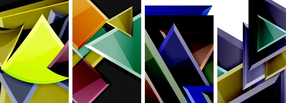 Triangle composition poster background set for wallpaper, business card, cover Stock Illustration