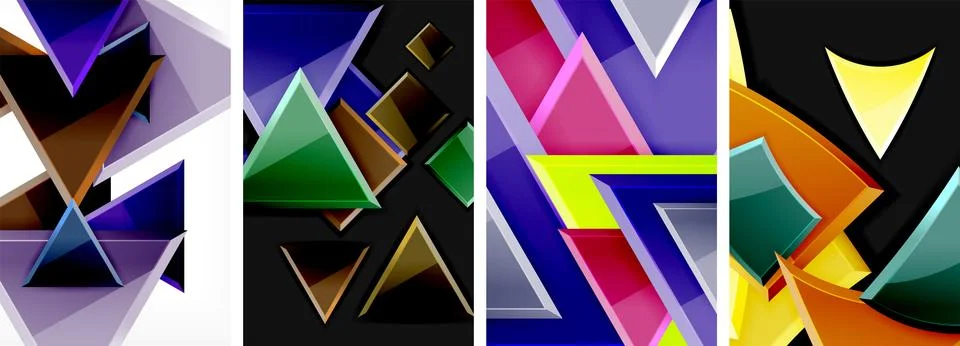Triangle composition poster background set for wallpaper, business card, cover Stock Illustration