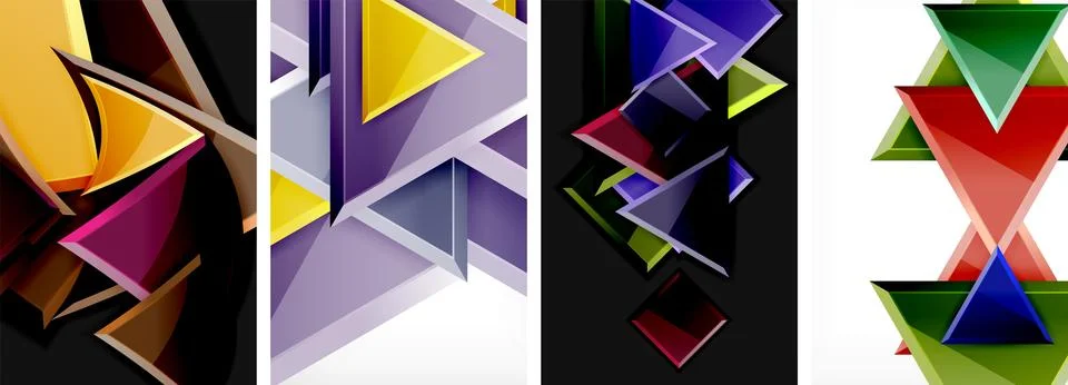 Triangle composition poster background set for wallpaper, business card, cover Stock Illustration