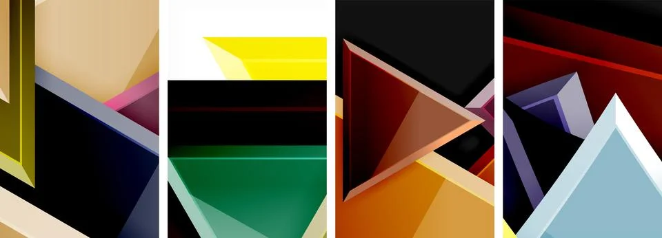 Triangle composition poster background set for wallpaper, business card, cover Stock Illustration