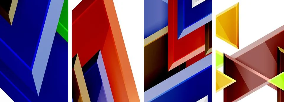 Triangle composition poster background set for wallpaper, business card, cover Stock Illustration