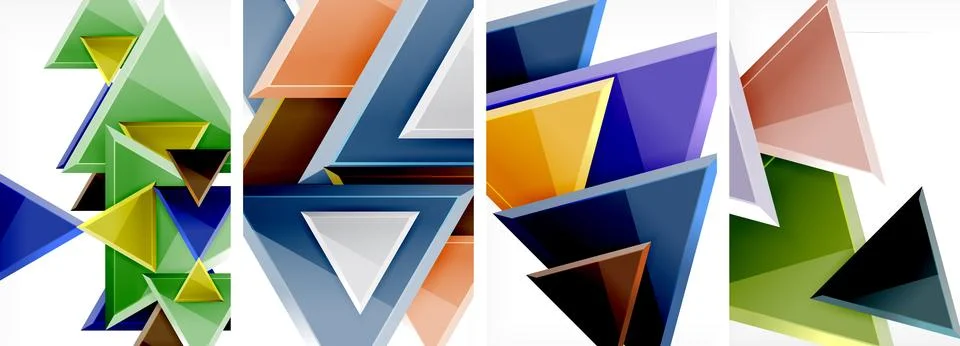 Triangle composition poster background set for wallpaper, business card, cover Stock Illustration