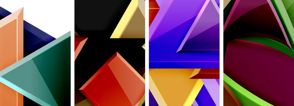 Triangle composition poster background set for wallpaper, business card, cover Stock Illustration