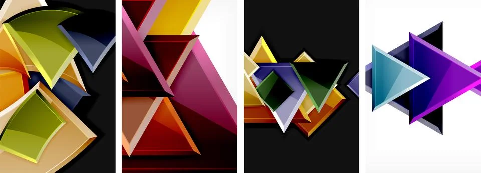 Triangle composition poster background set for wallpaper, business card, cover Stock Illustration