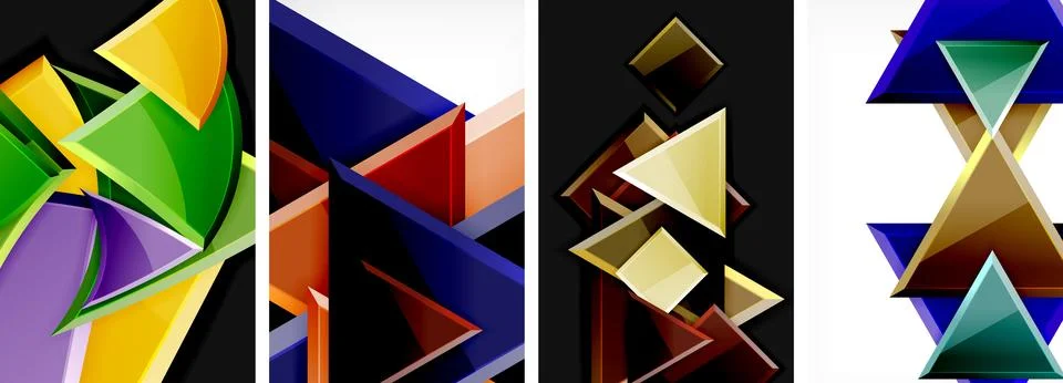 Triangle composition poster background set for wallpaper, business card, cover Stock Illustration
