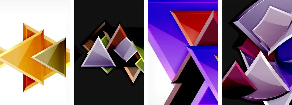 Triangle composition poster background set for wallpaper, business card, cover Stock Illustration