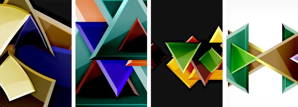 Triangle composition poster background set for wallpaper, business card, cover Stock Illustration