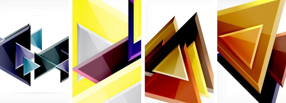 Triangle composition poster background set for wallpaper, business card, cover Stock Illustration
