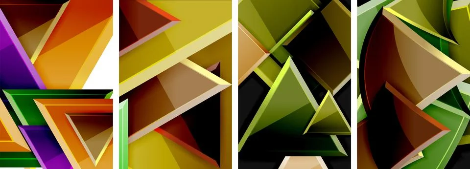 Triangle composition poster background set for wallpaper, business card, cover Stock Illustration