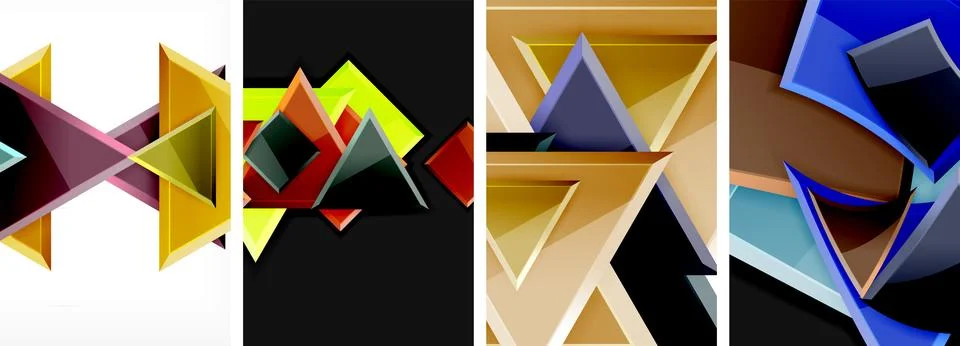 Triangle composition poster background set for wallpaper, business card, cover Stock Illustration