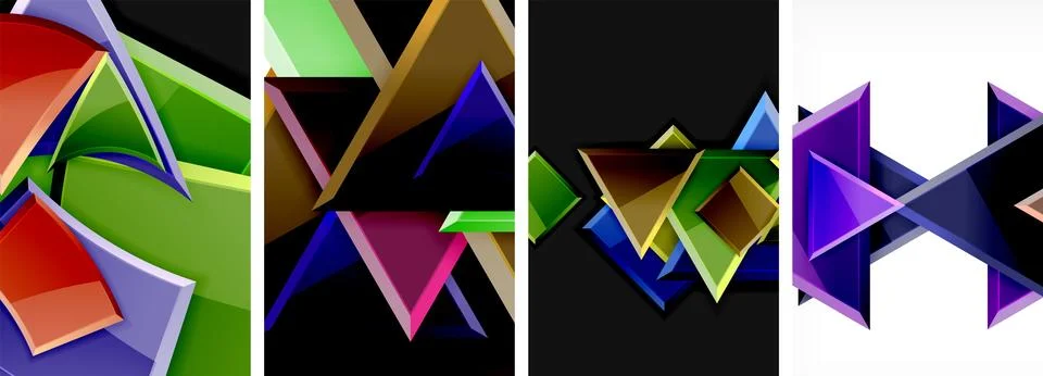 Triangle composition poster background set for wallpaper, business card, cover Stock Illustration