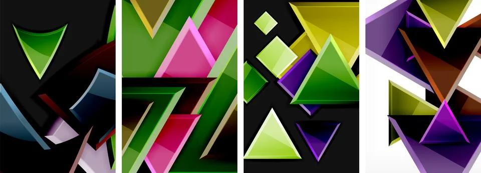 Triangle composition poster background set for wallpaper, business card, cover Stock Illustration