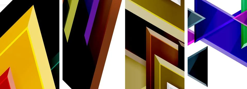 Triangle composition poster background set for wallpaper, business card, cover Stock Illustration