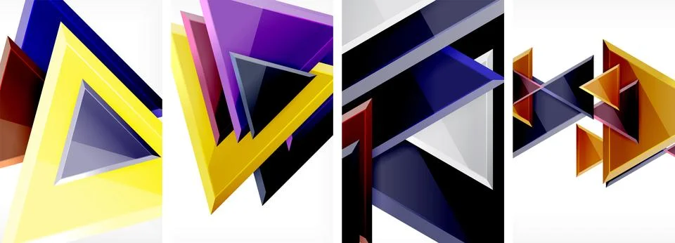 Triangle composition poster background set for wallpaper, business card, cover Stock Illustration