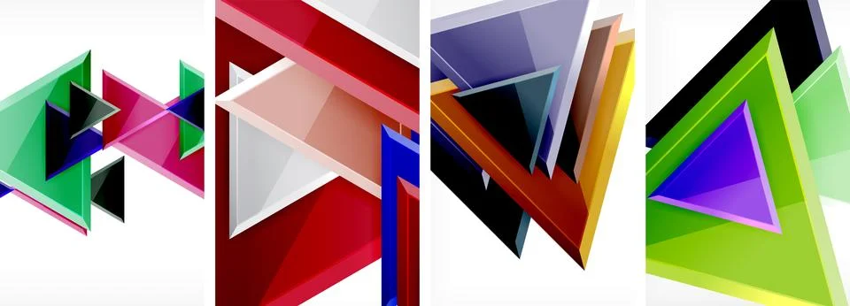 Triangle composition poster background set for wallpaper, business card, cover Stock Illustration