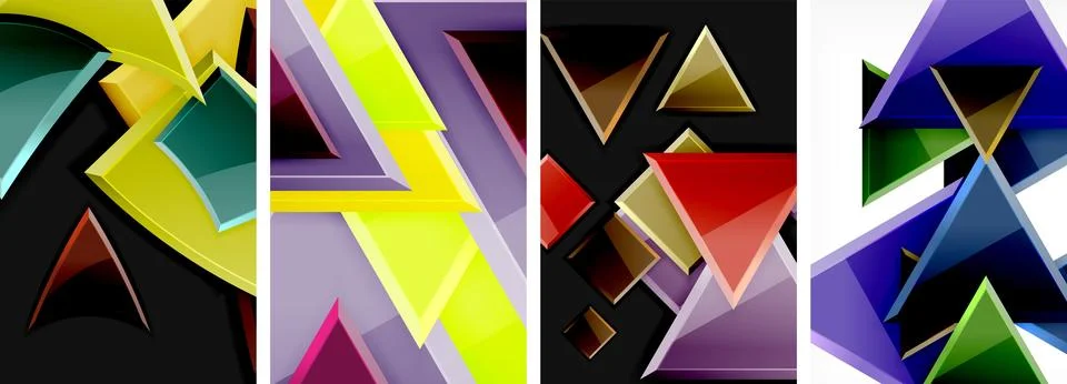 Triangle composition poster background set for wallpaper, business card, cover Stock Illustration