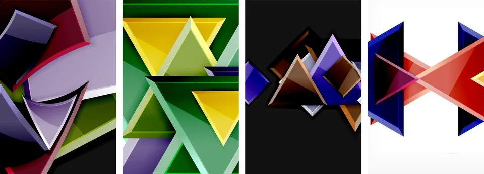 Triangle composition poster background set for wallpaper, business card, cover Stock Illustration