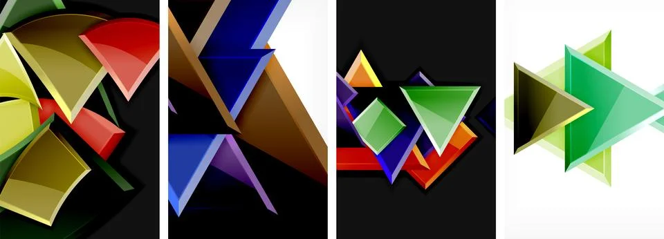 Triangle composition poster background set for wallpaper, business card, cover Stock Illustration