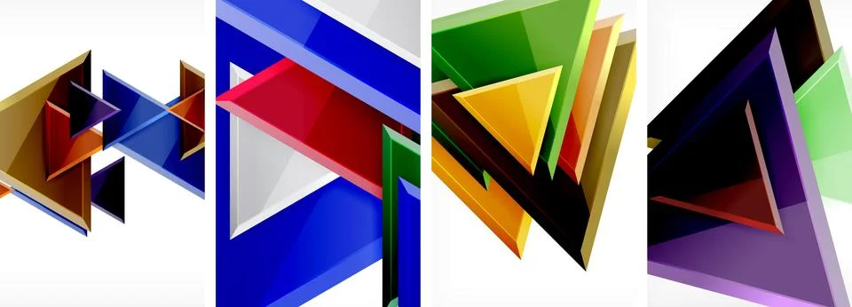 Triangle composition poster background set for wallpaper, business card, cover Stock Illustration