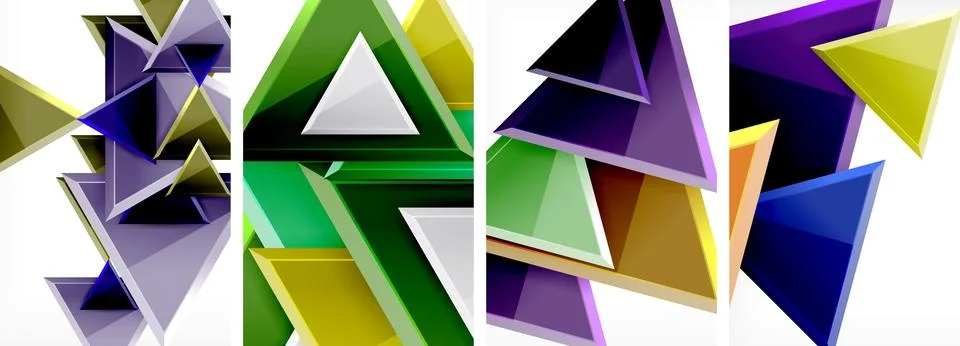 Triangle composition poster background set for wallpaper, business card, cover Stock Illustration