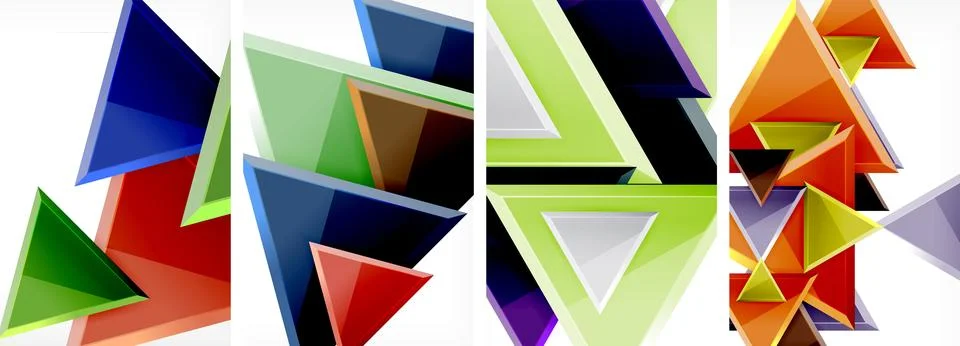 Triangle composition poster background set for wallpaper, business card, cover Stock Illustration