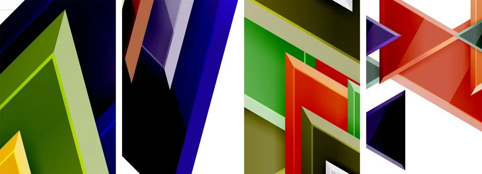 Triangle composition poster background set for wallpaper, business card, cover Stock Illustration