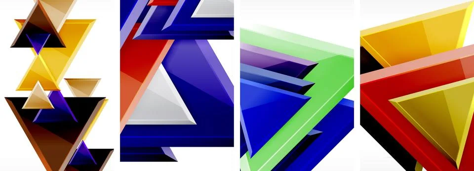 Triangle composition poster background set for wallpaper, business card, cover Stock Illustration