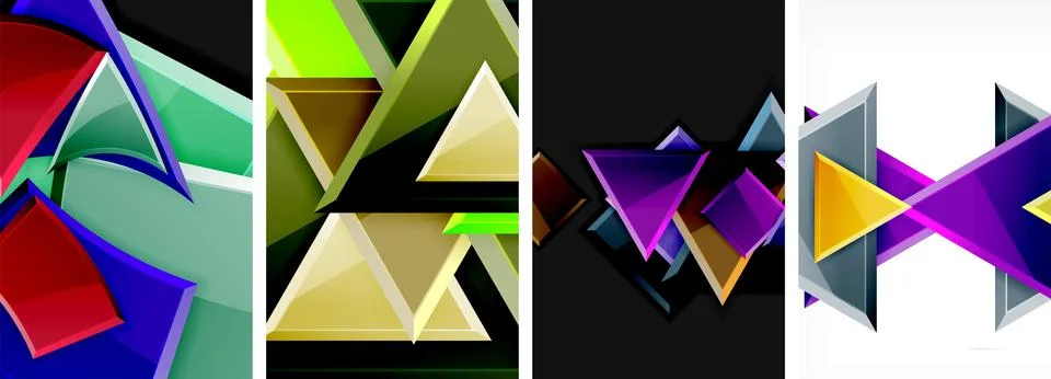 Triangle composition poster background set for wallpaper, business card, cover Stock Illustration
