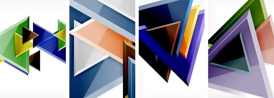 Triangle composition poster background set for wallpaper, business card, cover Stock Illustration