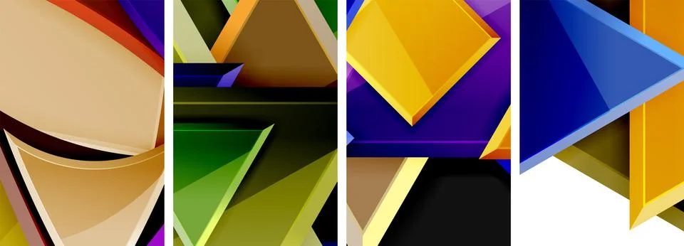 Triangle composition poster background set for wallpaper, business card, cover Stock Illustration