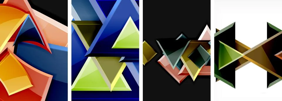 Triangle composition poster background set for wallpaper, business card, cover Stock Illustration