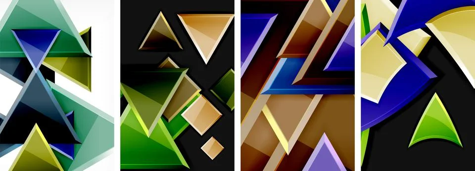 Triangle composition poster background set for wallpaper, business card, cover Stock Illustration