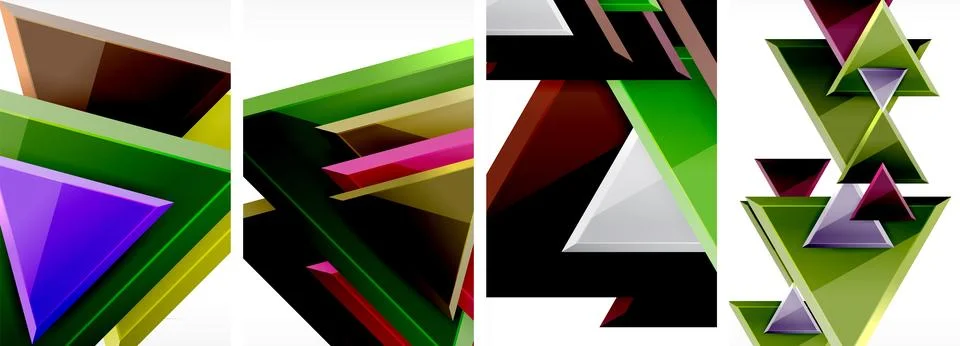 Triangle composition poster background set for wallpaper, business card, cover Stock Illustration