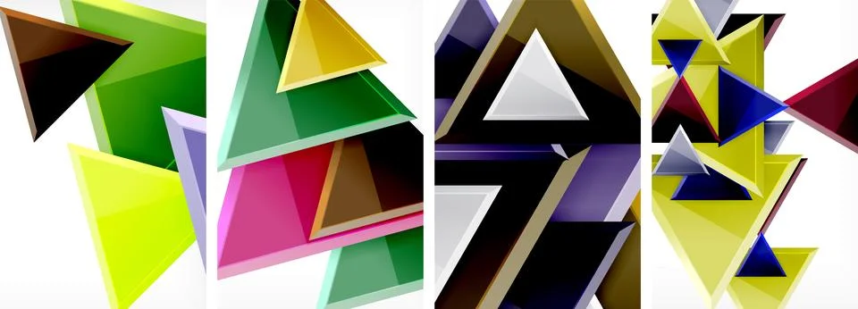 Triangle composition poster background set for wallpaper, business card, cover Stock Illustration