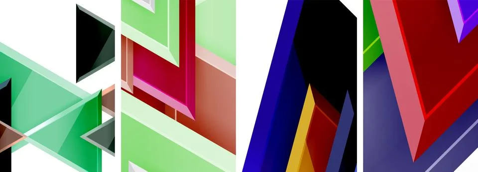 Triangle composition poster background set for wallpaper, business card, cover Stock Illustration