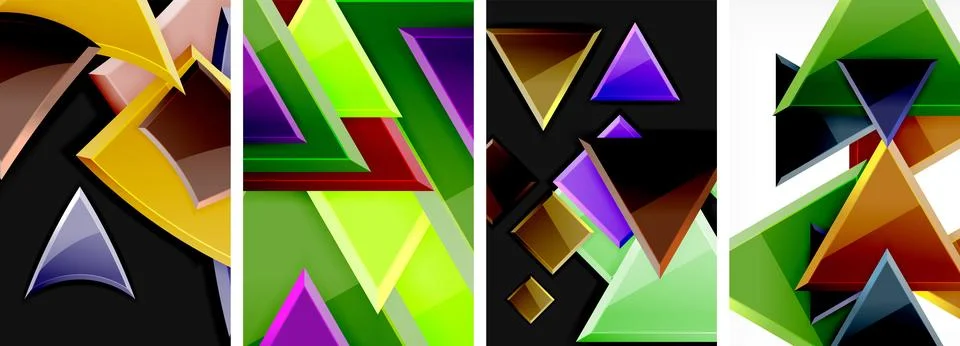 Triangle composition poster background set for wallpaper, business card, cover Stock Illustration