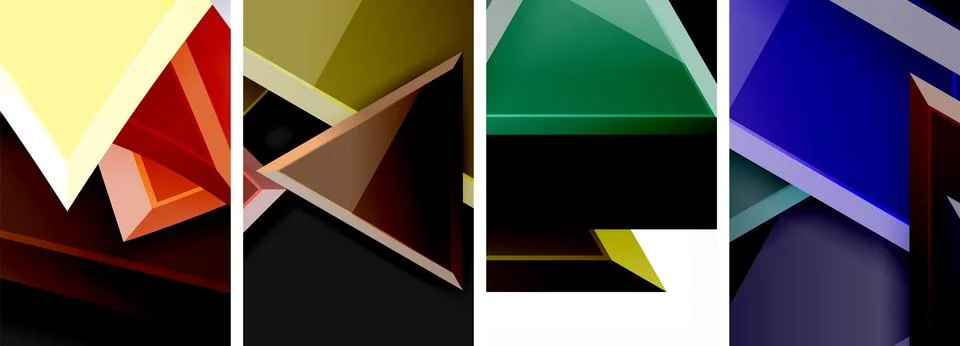 Triangle composition poster background set for wallpaper, business card, cover Stock Illustration