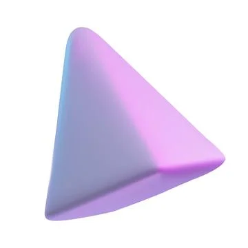 Triangle cone pink pearl shine 3D vector model, geometric figure glossy surface Stock Illustration