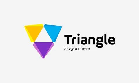 Triangle connection logo vector yellow purple blue color link connection mo.. Stock Illustration