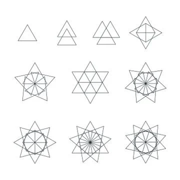 Triangle contour various sacred geometry set. Stock-Illustration