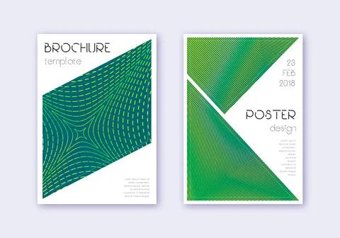 Triangle cover design template set. Green abstract Illustrazione stock