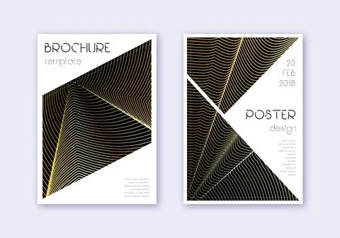 Triangle cover design template set. Gold abstract Illustrazione stock