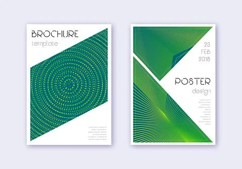 Triangle cover design template set. Green abstract Stock Illustration