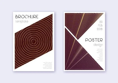 Triangle cover design template set. Gold abstract Stock Illustration