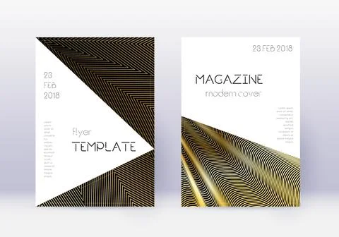 Triangle cover design template set. Gold abstract 스톡 일러스트