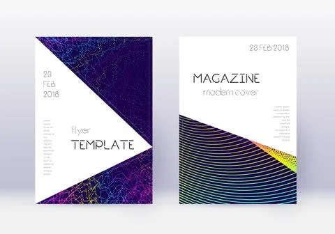 Triangle cover design template set. Rainbow abstra 스톡 일러스트